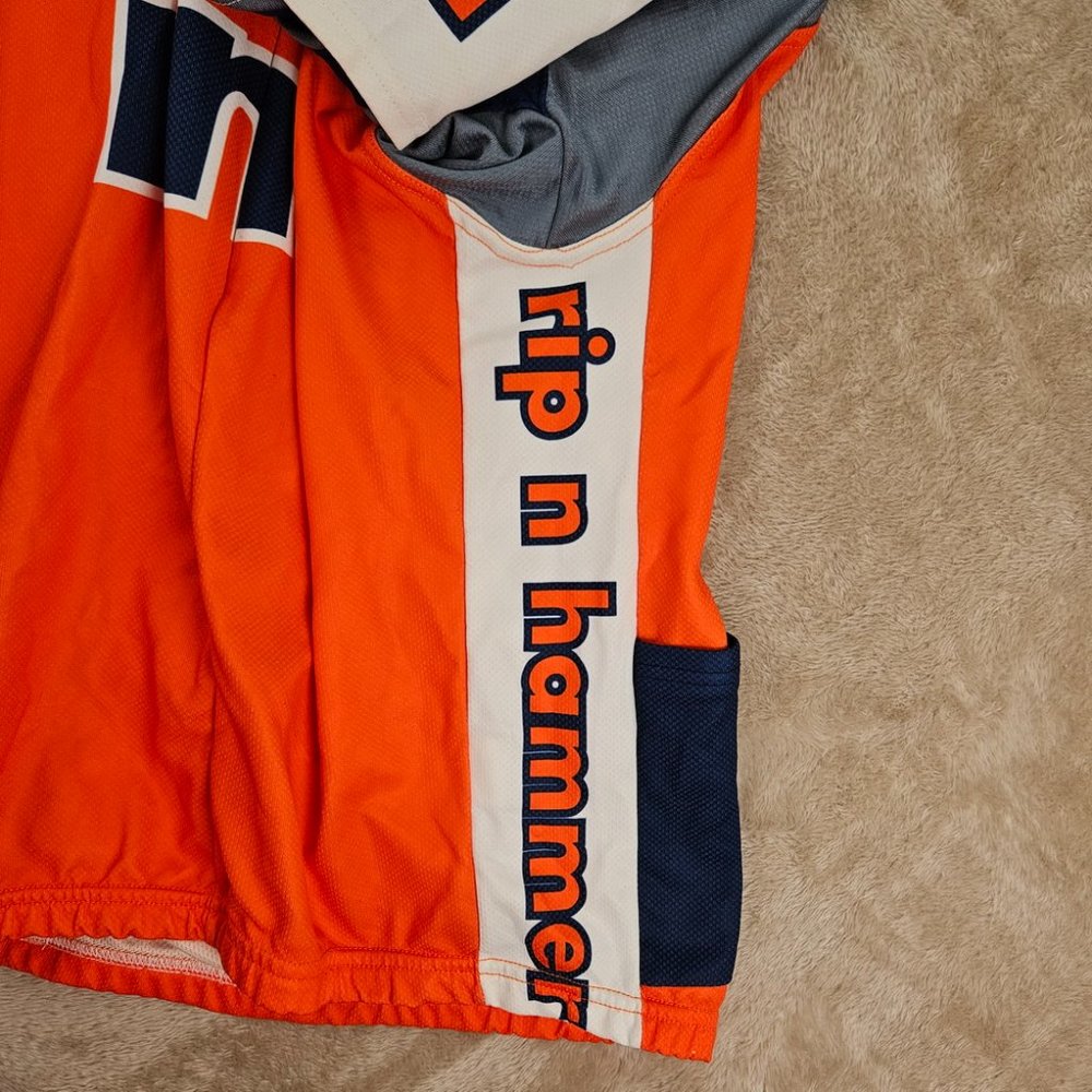 rnh bike Cycle 3/4 Zip Cycling Jersey Men's Size L Orange T-Shirt Short Sleeve - Picture 8 of 10